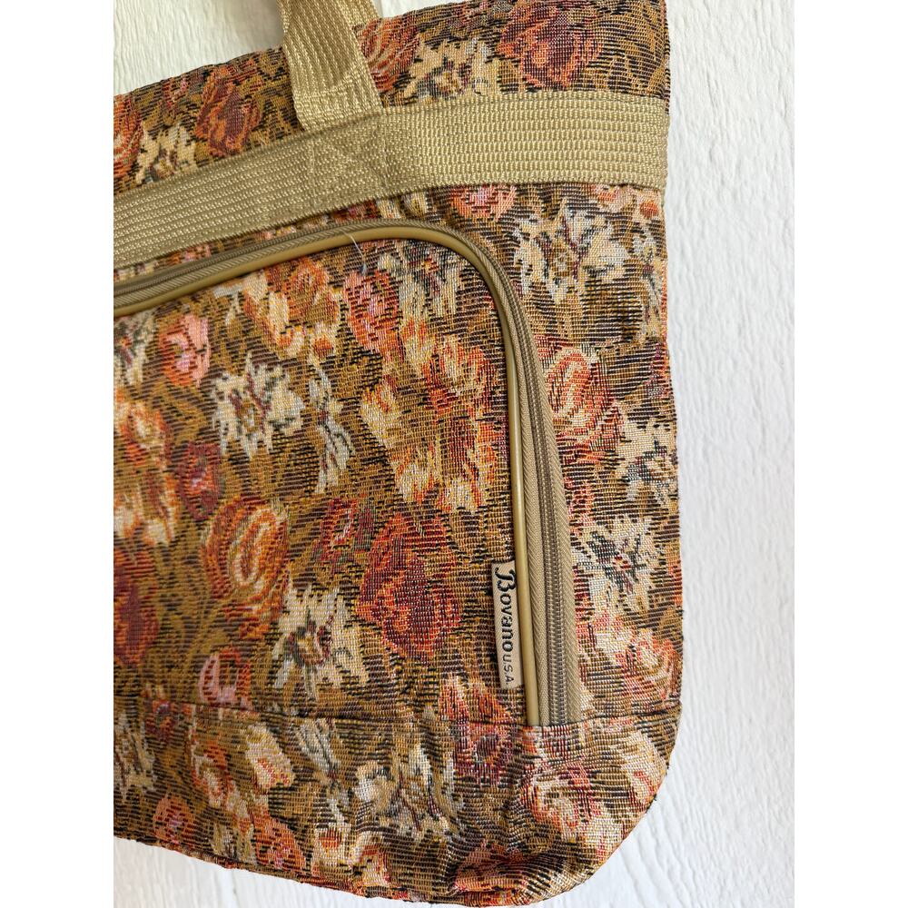 Vintage Floral Tapestry Tote Bag Large Boho Market Bag Zip Pocket Carryall - Picture 5 of 6